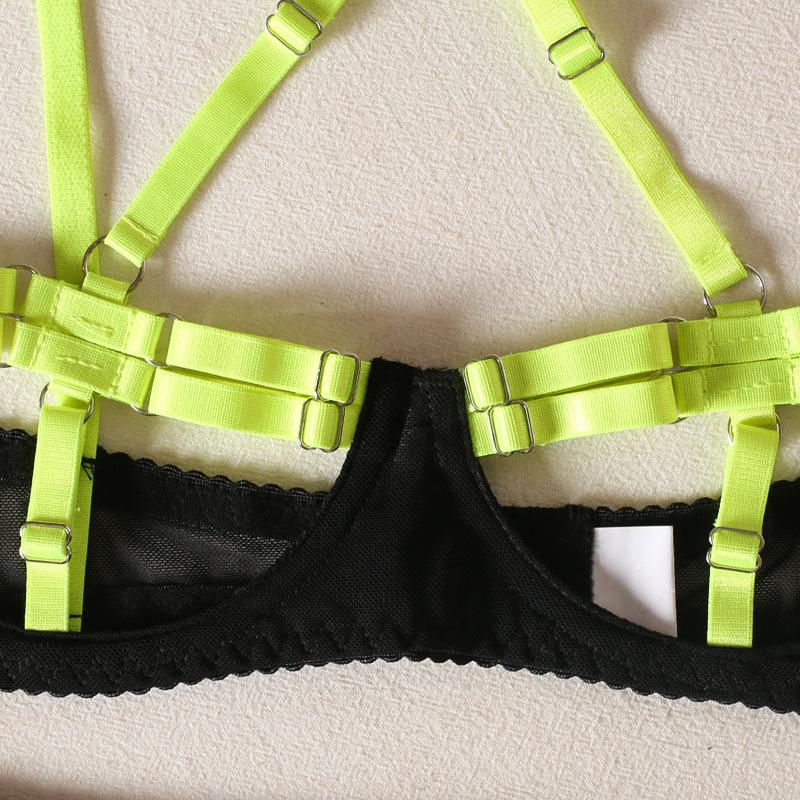 Aduloty Женское сексуальное нижнее белье, красное, двухцветное, с бретельками, воротник, окружность ноги, эротическое нижнее белье, комплект с бюстгальтером на косточках