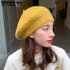 Windproof Cold-proof Casual Strtchy Warm Knitted Hats Women's Autumn Winter Solid Color Large Size Woolen Hats