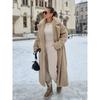 Vintage Teddy Long Coat Women Autumn Winter Lapel Chic Long Sleeve Double Breasted Big Jacket Woman Street Blend Overcoat