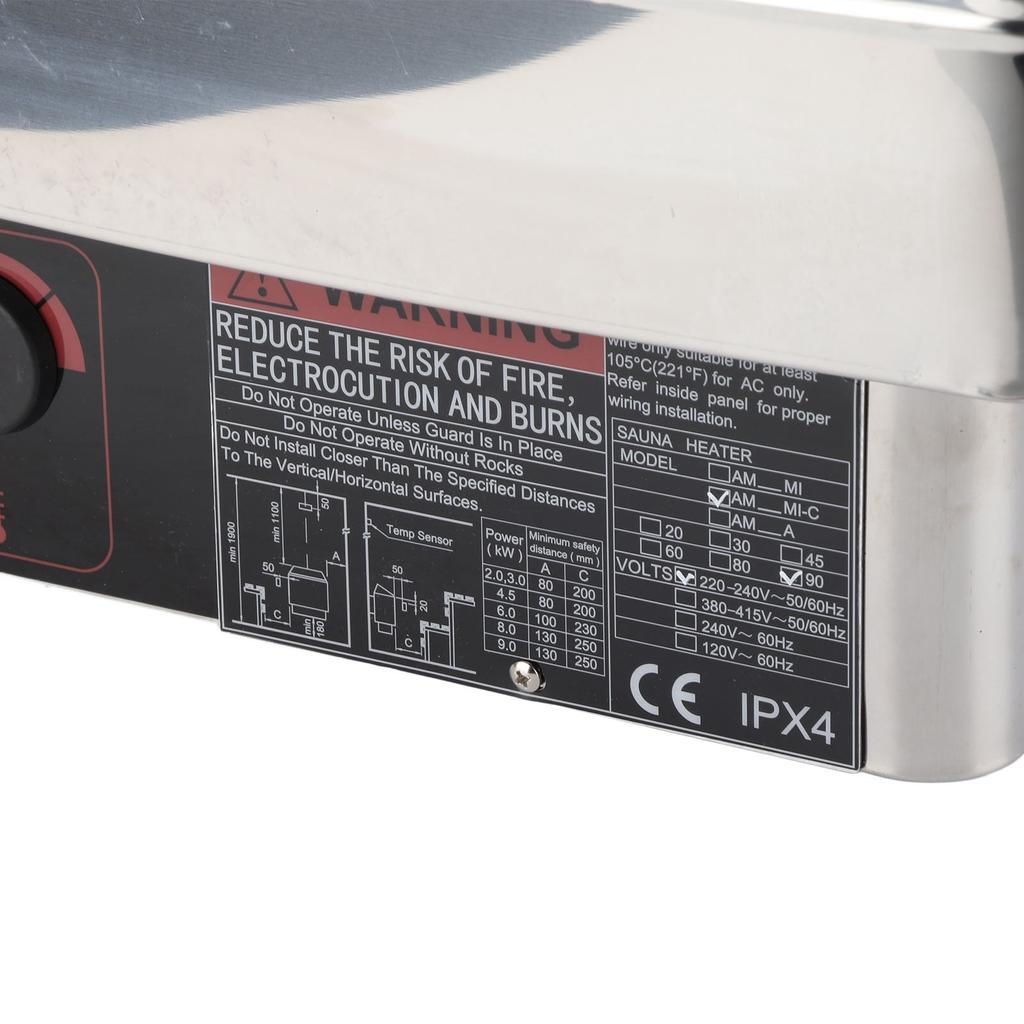 9 кВт печь для сауны из нержавеющей стали с защитным выключателем от высокой температуры с контроллером CON4 220 В