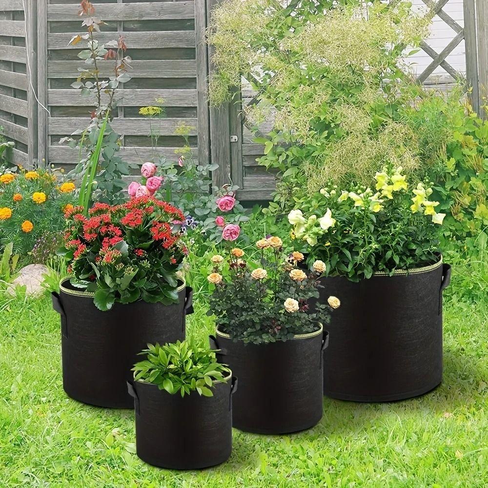 1/3/5/7/10 Gallon Felt Grow Bag with Handles Planting Container Durable Flower Plant Pot  Outdoor