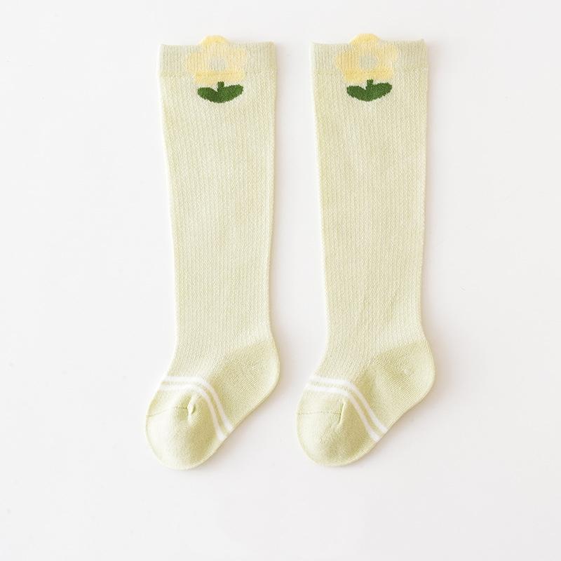 Милые летние детские длинные носки, тонкие дышащие сетчатые антимоскитные чулки для малышей, хлопковые солнцезащитные носки для младенцев выше колена