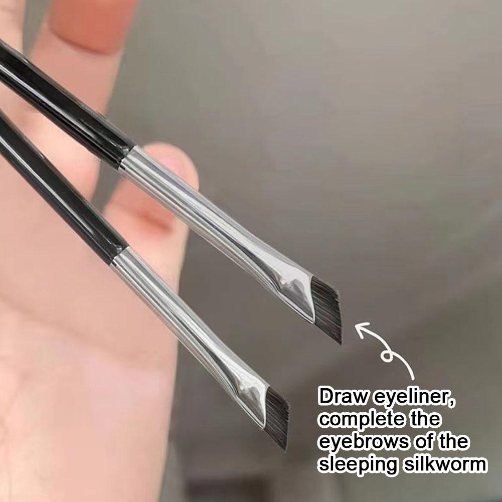 Ultra Thin Fine Angle Flat Diagonal Eyebrow Brush Silky Bristles Slender Brush Head Strong Powder Grip For Professional Beginner