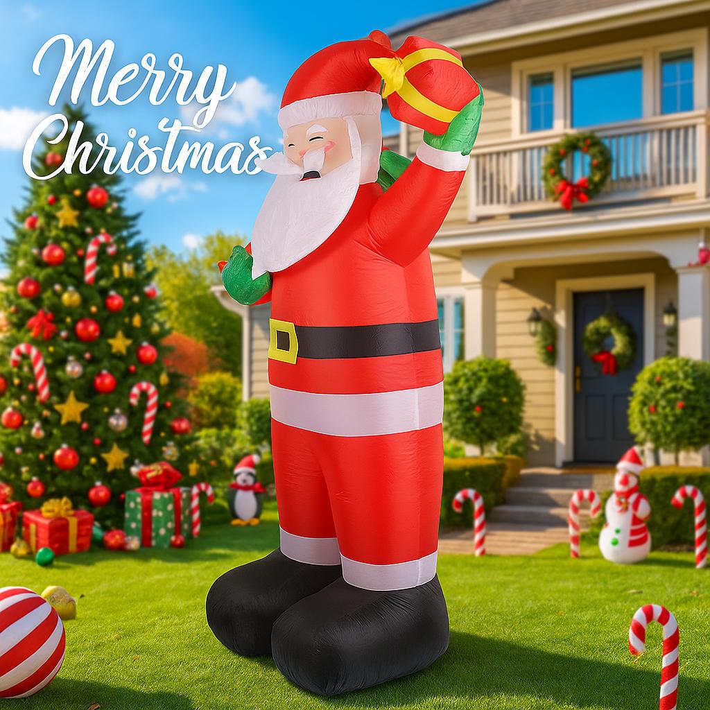 7.87FT Inflatable Toy Santa Claus Gift Bag Xmas Yard Lawn Party Decoration with LED Light Christmas Home Supplies Ornaments Gift