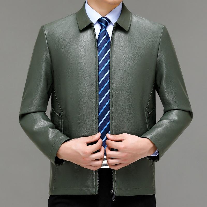 Куртка из натуральной кожи, мужская куртка из овчины с лацканами, повседневная куртка из овчины для людей среднего возраста, большого размера, осенне-зимняя флисовая куртка