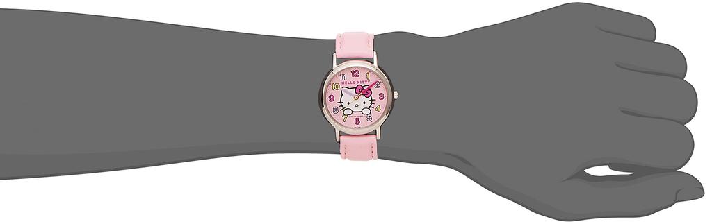 Женские наручные часы Citizen Pink Analog Hello Kitty Водонепроницаемые с кожаным ремешком Q&Q (HK15-002)
