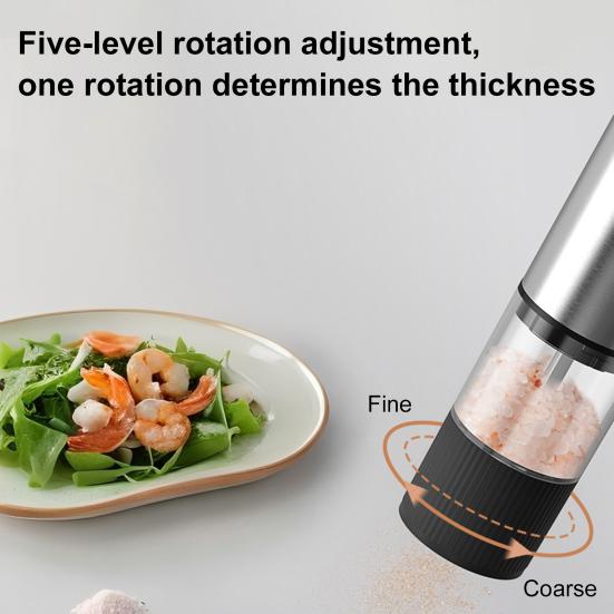 Электрический набор для измельчения соли и перца со светодиодной подсветкой, регулируемой степенью помола, измельчитель соли, перезаряжаемый измельчитель перца для барбекю, кемпинга