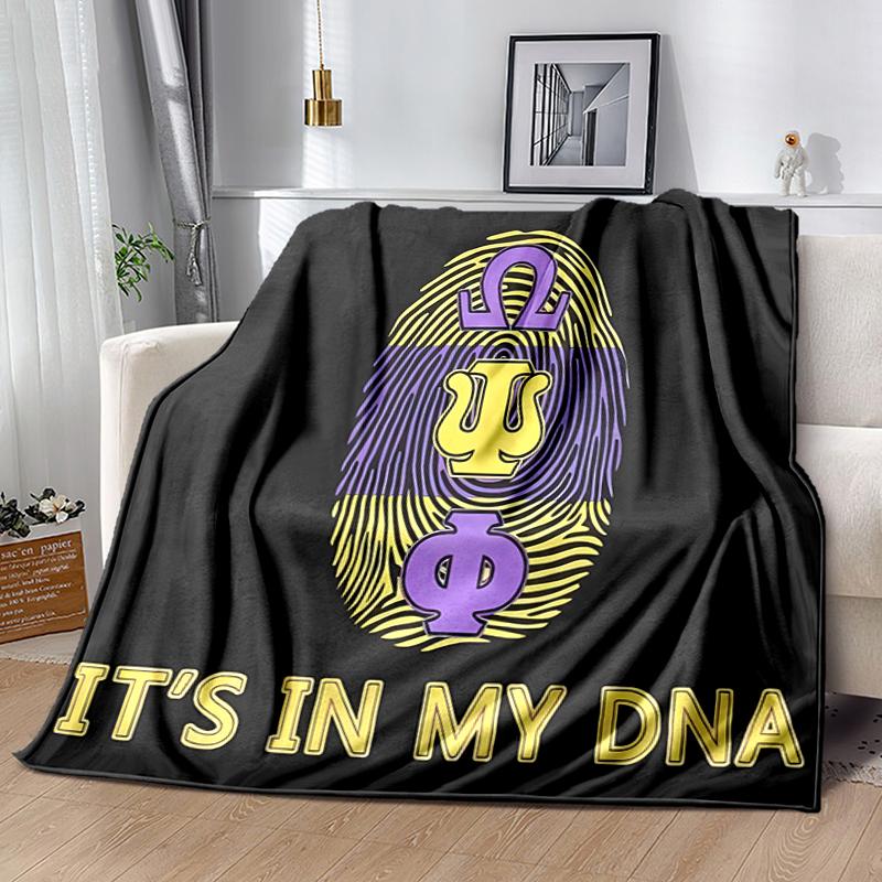 1pc Blanket Omega Psi Phi logo1 Print Design, Lightweight Blanket for Sofa, Bed- Soft &Warm, Gift for All Seasons like Christmas, Halloween