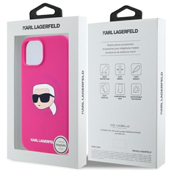 Karl Lagerfeld Klhmp15Sskhpplf Iphone 15 6.1 Fuksja/Fuschia Hardcase Silicone Karl Head Print Magsafe