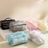 New Large Capacity Mesh Makeup Bag Transparent Wash Bag Travel Cosmetic Bags Women Handheld Makeup Pouch Travel Toiletry Bag