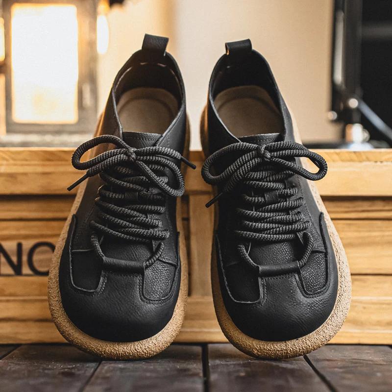 Мужская повседневная обувь Удобная Ретро Мужская кожаная повседневная обувь Мужская модная ретро обувь на плоской подошве для мужчин