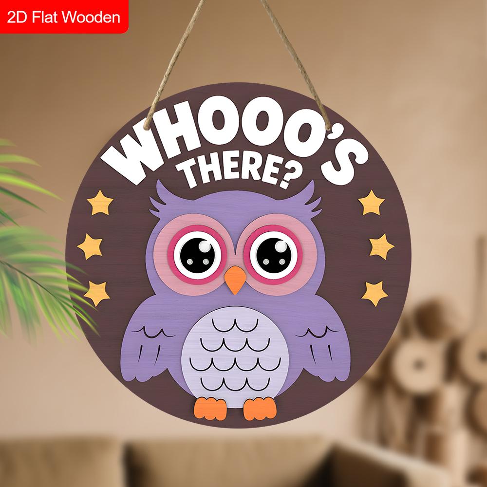 Funny Wooden Sign with Adorable Owls Pattern, Unique Decorative Plaques & Signs for Front Door, Wall Hanging Decor, Ideal Gift for Friend & Family