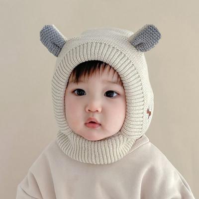 Детская шапка Yousheng, зимняя вязаная шапка для домашних животных, высокоэластичная, сохраняет тепло, однотонная, с декором для ушей, для мальчиков и девочек, шапочка-бини для фотосъемки, головной убор