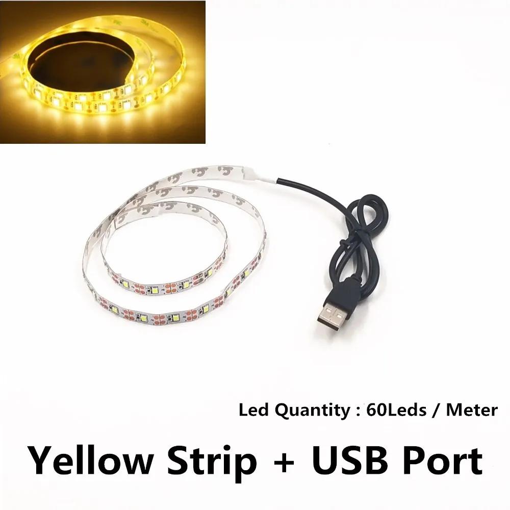 USB светодиодные ленты SMD3528 свет 5V адаптер гирлянда Рождественская настольная Декор лампа лента Для подсветки фона телевизора 5V 50CM 1M 2M 3M 4M 5M