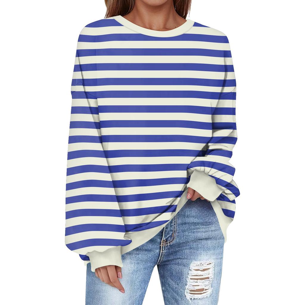 Толстовка большого размера для женщин с круглым вырезом и принтом, с длинным рукавом, толстовка