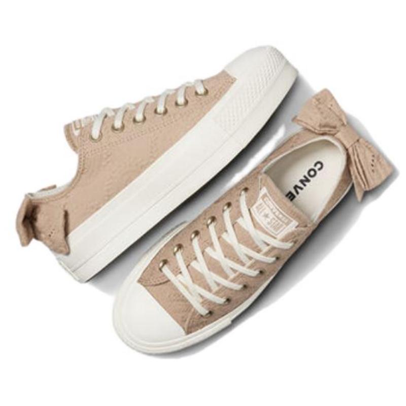 Converse Chuck Taylor All Star Удобные и Простые Нескользящие Легкие Эспадрильи с Низким Верхом Женские Коричневые Белые