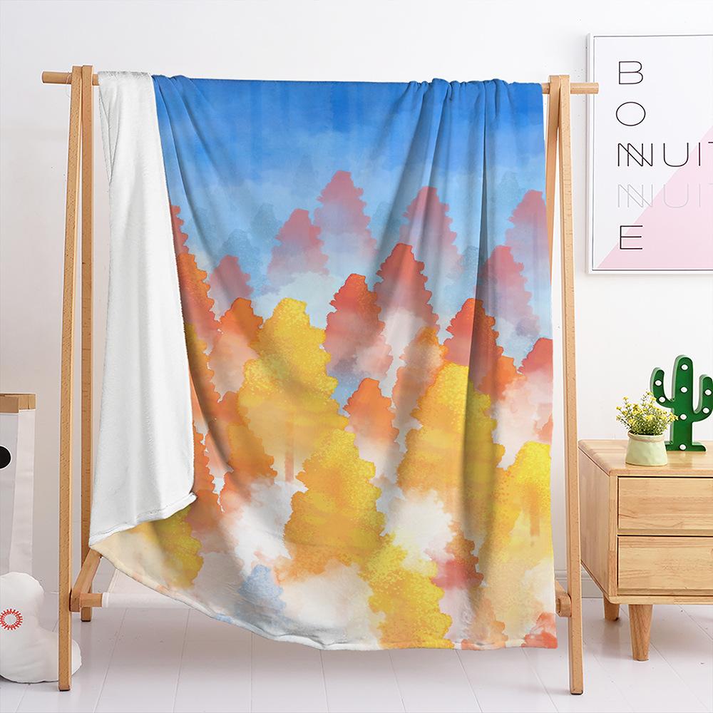Blanket Flannel Blanket Illustration Flower Animal 3D Digital Printing Blanket Cover Blanket