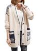 Second Roots Patterned and Ribbed Knit with Loose Warm Cold Weather Long Loose Loose Slim Stretch Knit Front Cardigan, Solid, Buttons, Fit, Outerwear,