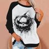 Топы для женщин Женская мода Повседневный круглый вырез длинный рукав Хэллоуин Принт рукав реглан Толстовка Топ Ropa Para Mujer