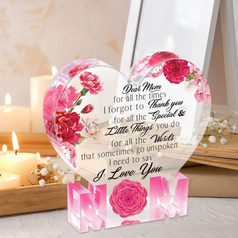 Украшения ко Дню матери Акриловая табличка в форме сердца Элегантные настольные украшения ко Дню матери для жены, мамы, бабушки, женщин