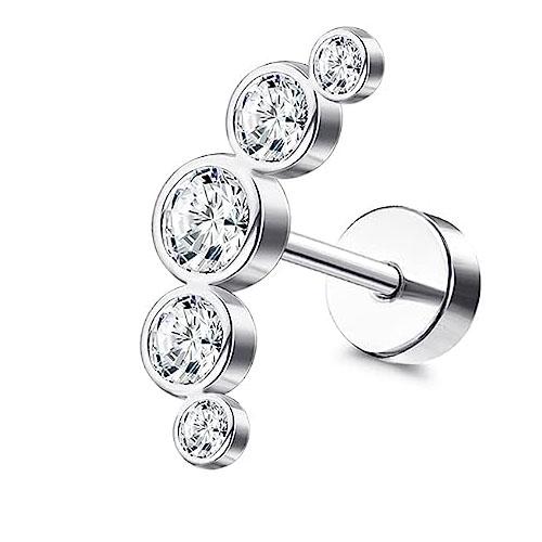 Bobisty 16G Серьги-гвоздики для хряща уха Женские из нержавеющей стали Пирсинг helix Украшения Лист Бабочка Гвоздики с кубическим цирконием