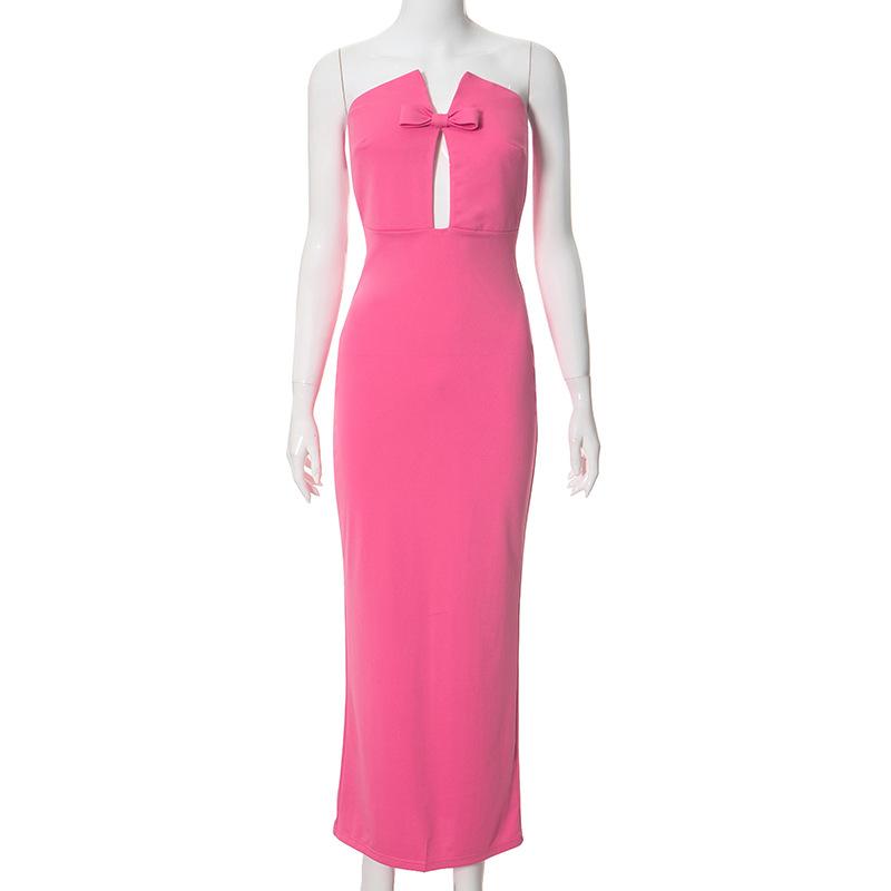 Summer Sexy Hollow Out Vacation Dress For Women Sleeveless Elegant Slim Off Shoulder Long Dresses Ladies Party Fashion Street Bodycon Slit Dress Woman