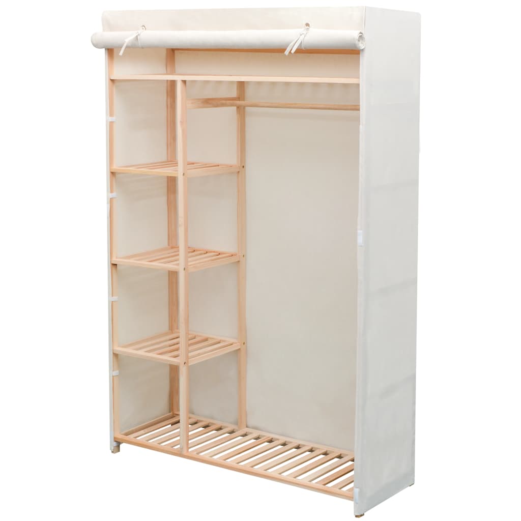 Wardrobe with Fabric and Pine Wood 110 x 40 x 170 cm