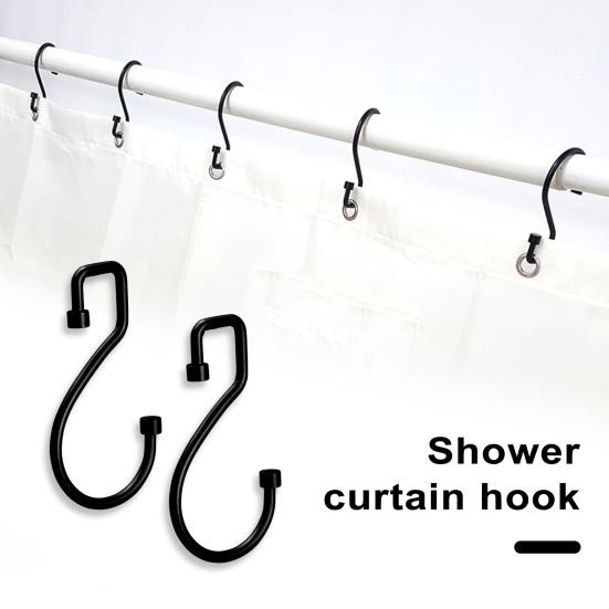 2Pcs Curtain Hook Easy Installation Adjustable Space-Saving S-Shaped Hanging Hooks for Home Bathroom