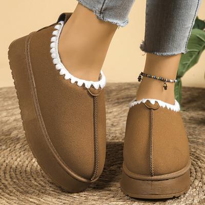 Модные Новые Теплые Замшевые Снежные Ботинки для Женщин Зима 2025 Удобные Нескользящие Ботинки на Толстой Платформе Женские Однотонные Ботильоны Большого Размера Mujer