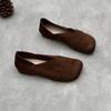 Johnature Retro Genuine Leather Soft Sole Flats Cowhide Women Shoes Handmade Casual Shallow Round Toe Slip-on Loafers