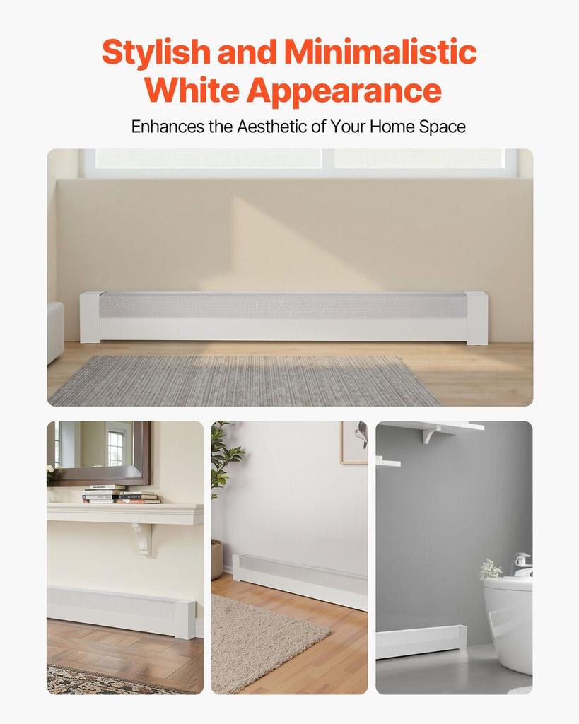 Baseboard Heater Covers, Basic Series 1526 mm Standard Electric Heating Unit Front Cover for Home Improvement, Heavy-duty Steel, Easy Installation for