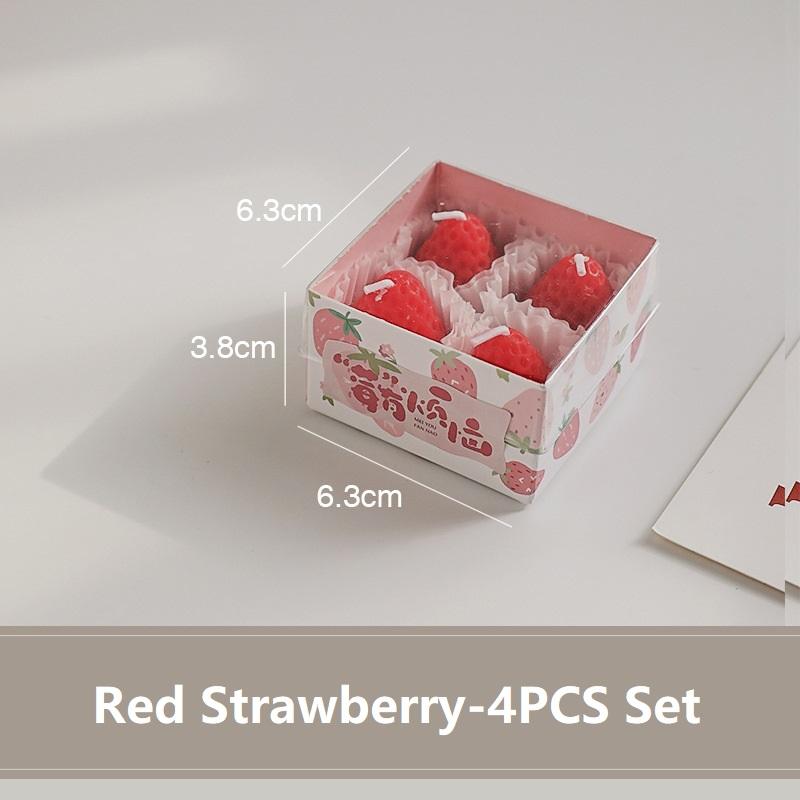4/6/9PCS Strawberry Shaped Scented Candles Gift Box Handmade Realistic Fruit Scented Aromatherapy Mini Candles Home Decor Gifts