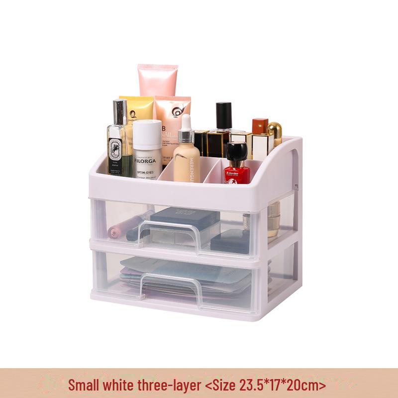 Multi-Layer Clear Drawer Cosmetic Storage Box - Dustproof & Compact Design