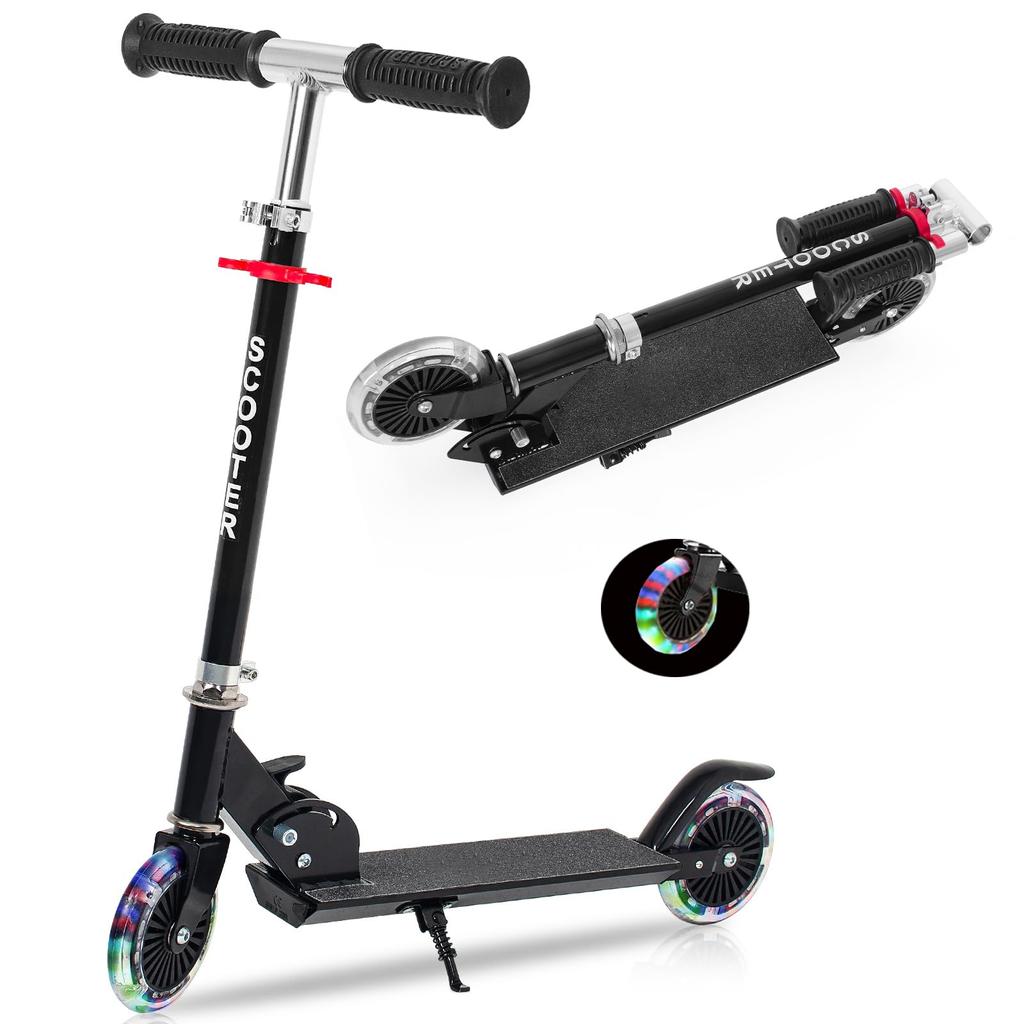 BQKOZFIN 2-х колесный самокат складной детский самокат стоячего типа портативный алюминиевый день рождения черный