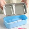 304 Stainless Steel Divided Lunch Box with Fork Spoon Food Container New Bento Box  For Meal Prep
