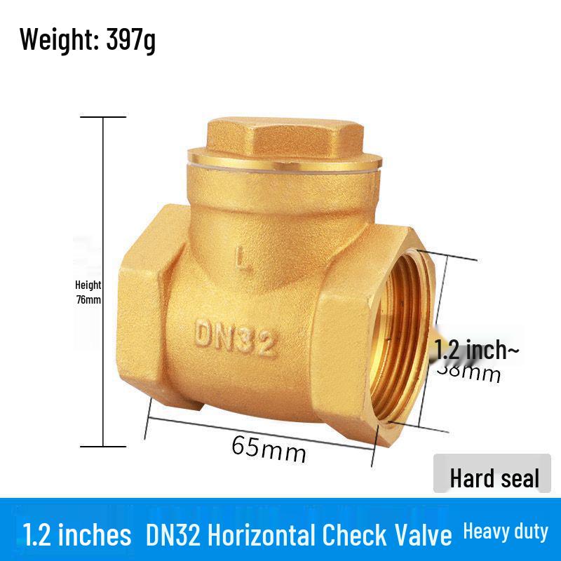 Durable Brass Horizontal Check Valve - Anti-Backflow, Fully Automatic, 6 Points for Tanks and Pipes