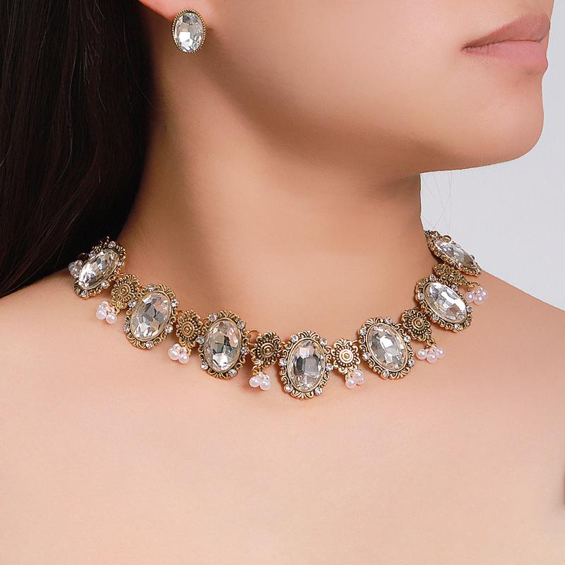 Винтажная ниша, мода, подвеска со стразами в виде капли воды, ожерелье, серьги, серьги-гвоздики, костюм для женщин