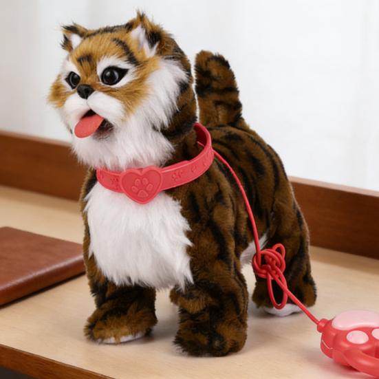 Электрическая плюшевая игрушка для питомца с движением облизывания языка, реалистичными звуками, интерактивная ходячая собака/кошка, плюшевая игрушка с поводком, обучающая интерактивная игрушка