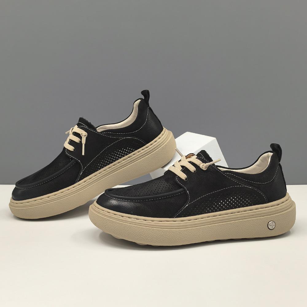 Raw sports board shoes trendy shoes leather niche summer hollow breathable casual shoes