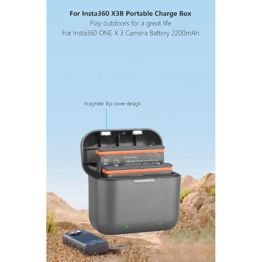 2 Card Slot Type-C Battery Charging Box for Insta 360 X3 Battery for Insta360 One X3 Portable Charge Accessories