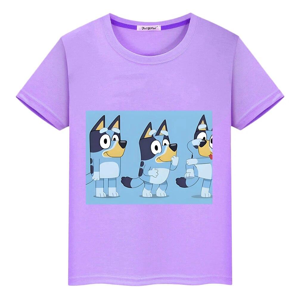 Футболка из 100% хлопка с собакой Blueys, футболки с аниме для мальчиков, цельная футболка y2k, футболка Blueys, короткие топы с британскими героями мультфильмов, детская одежда для девочек