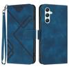 For Samsung Galaxy A34 5G Wallet Case Line Imprinted PU Leather Phone Cover with Strap