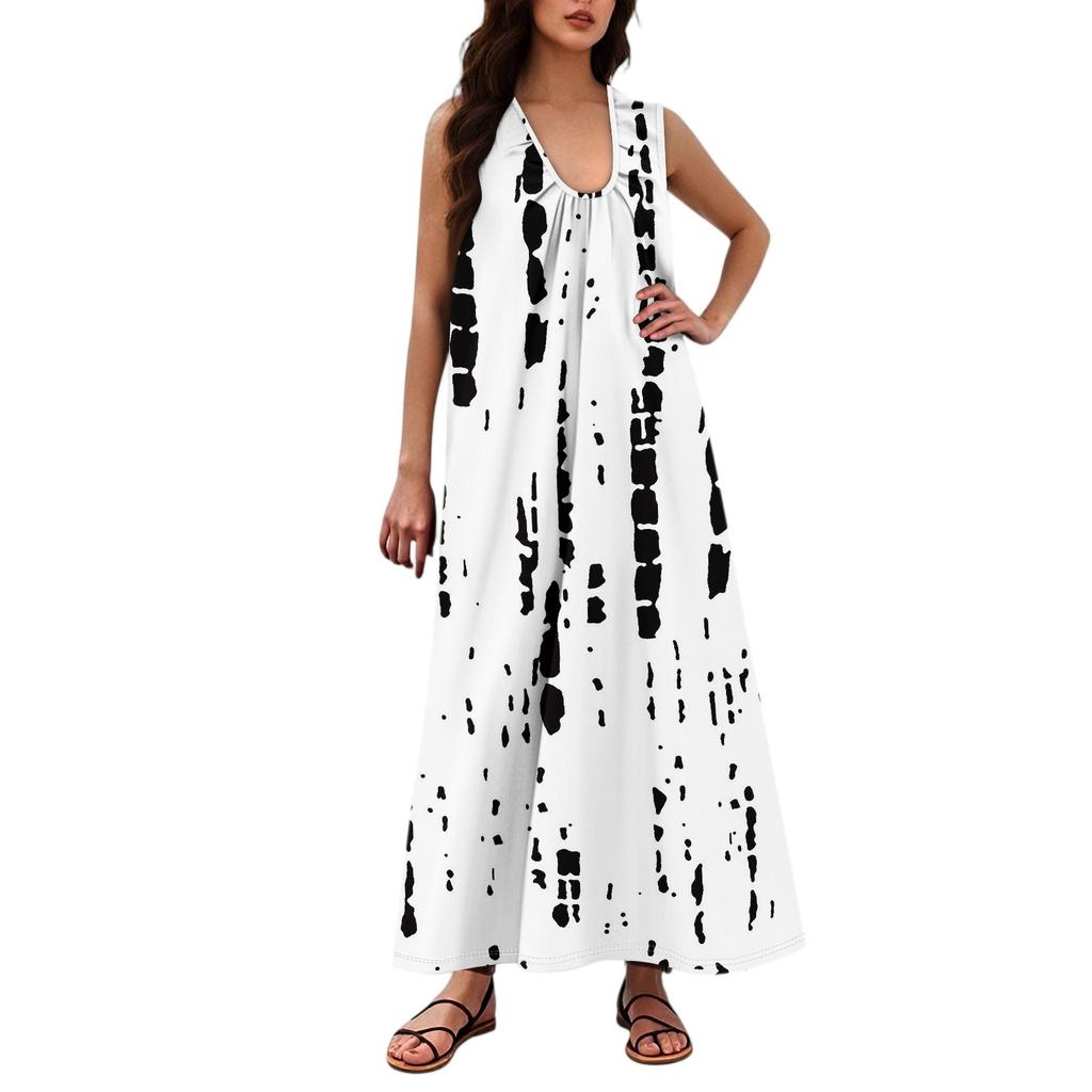 Женская Мода Повседневная А-силуэт Цветочный Принт Эффект Молотка Свободная Длинная Юбка с Карманами