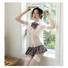 [Yomuasf] sexy lingerie pleated skirt sailor suit JK skirt cosplay See-through ribbon plaid pattern skirt short sleeve sexy underwear cute Popularity