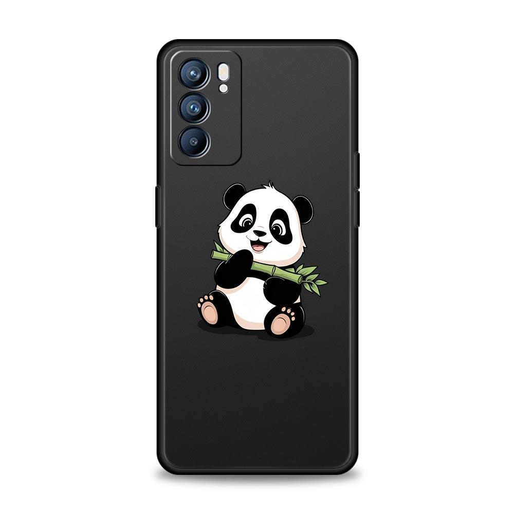 Мультяшный чехол для телефона с пандой для Oppo Reno13 Reno12 Reno11 F Reno10 Pro A54 5G Find X5 A53 A52 A9 A17 A57 A78 4G A79 A80 A98