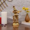 Lord Krishna Idol Statue Krishna Idols Gold Plated Flute Playing Krishan Decorative Showpiece Figurine for Pooja Room & Gift (Set of 1)