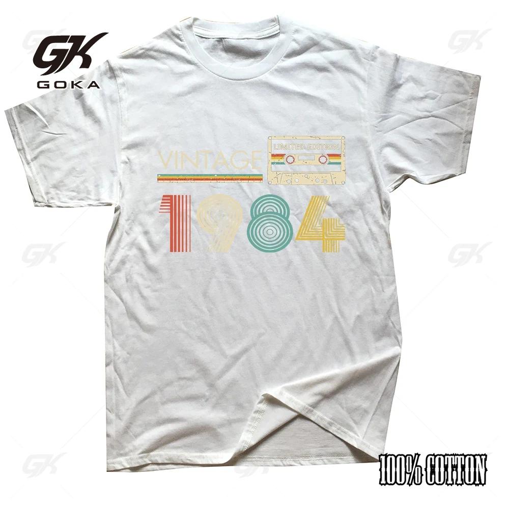 Винтажная кассета 1984 года 40-летие вечеринка по случаю дня рождения мужская футболка лимитированная серия ретро графические футболки хлопковые топы классические футболки