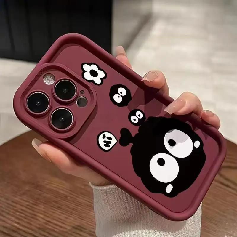 Мультяшный чехол для телефона с большими глазами для iPhone 15 14 11 12 13 Pro Max X XR XS Max 7 8 14 15 Plus SE2020 Роскошный матовый мягкий силиконовый чехол