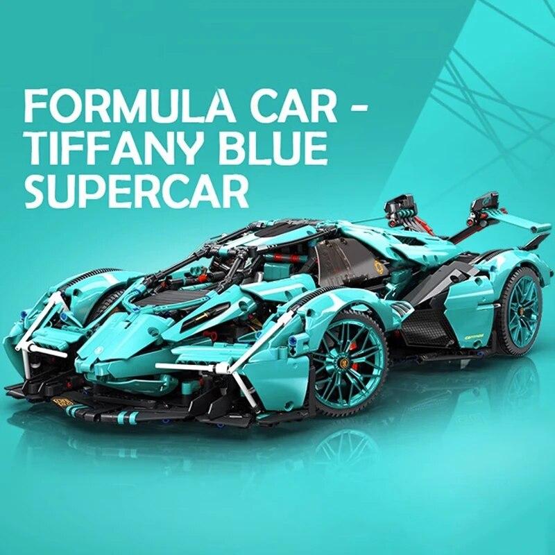 Высокотехнологичный синий V12, концепция спортивного автомобиля, строительные блоки, модель известного гоночного автомобиля, сборные кирпичи, игрушки для детей, подарки
