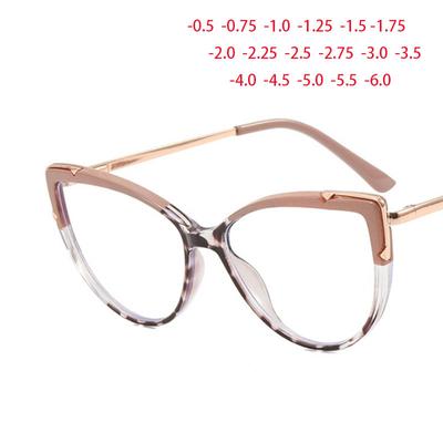 Крупногабаритная оправа «кошачьи глаза» с прозрачными линзами, большие простые очки для близорукости, ботан, степень -0,5 -1,0 -2,0 -3,0 -4,0 до -6,0